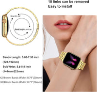 Solid Stainless Steel Band Compatible with Apple Watch 44Mm 42Mm (Series 3/2/1), Metal Strap with Soft TPU Case for Iwatch Series 6 5 4 3 2 1 SE SE2 SE3 Women and Men, Gold